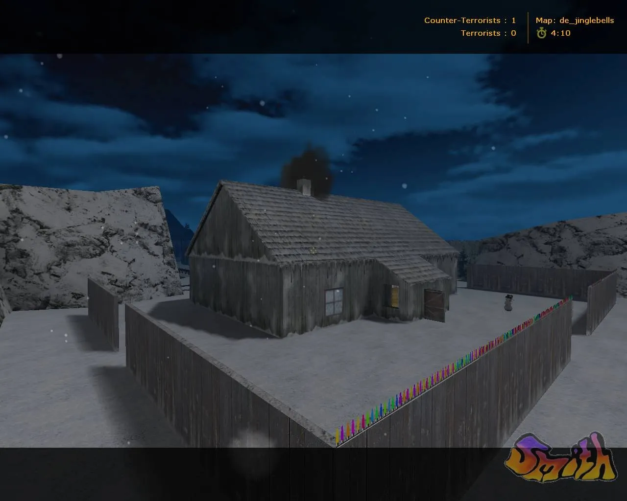Скриншот  Карта de_jinglebells для CS 1.6 - Зимняя атмосфера и тактика