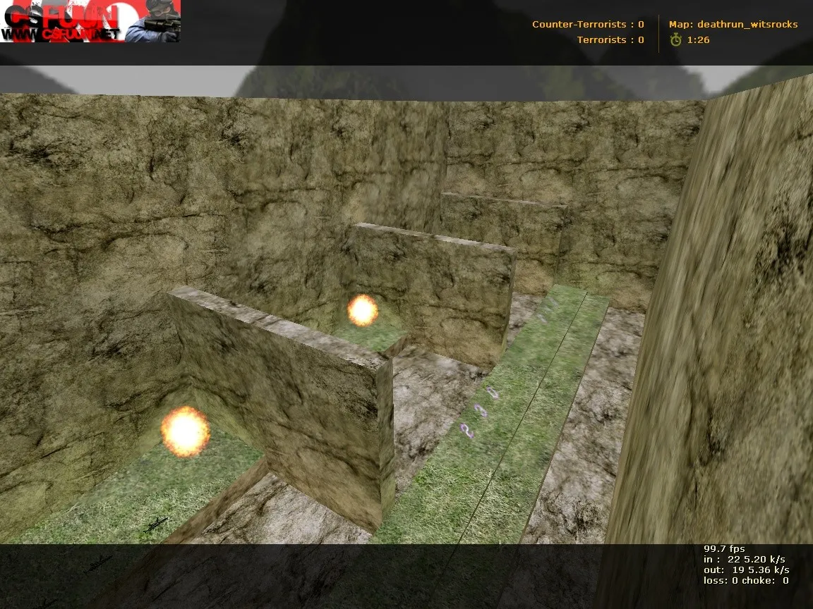 Скриншот  deathrun_witsrocks для CS 1.6: карта Deathrun, точки заразы и тайминги, .nav для ботов, оптимизация