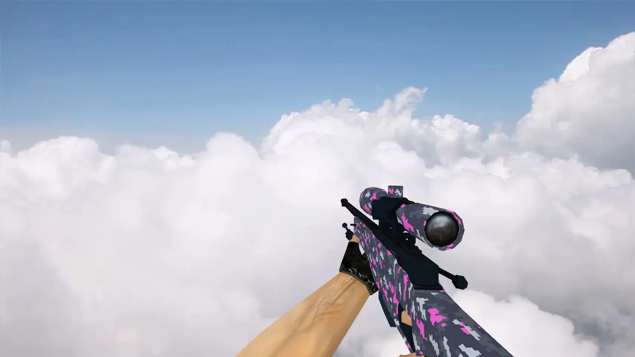 Скриншот AWP Пиксельный камуфляж Розовый для CS 1.6 - Уникальная модель
