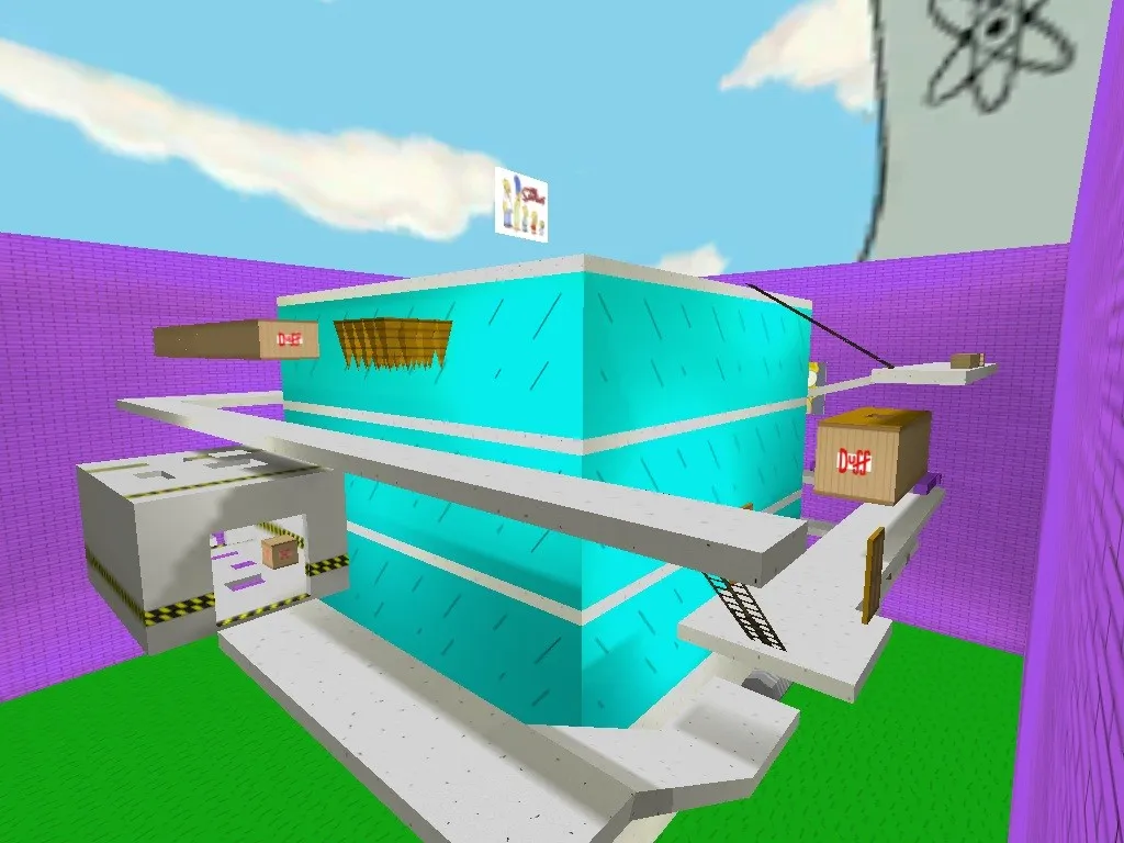 Скриншот  deathrun_simpsons_world для CS 1.6: карта Deathrun, точки, боты, оптимизация и настройка