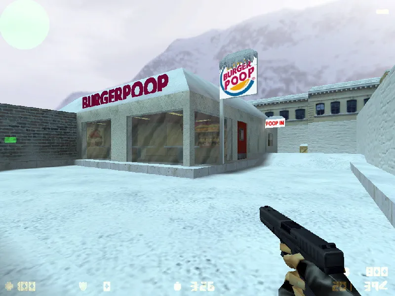 Скриншот  Карта de_xmas_burgerpoop для CS 1.6: подробный обзор и тактики