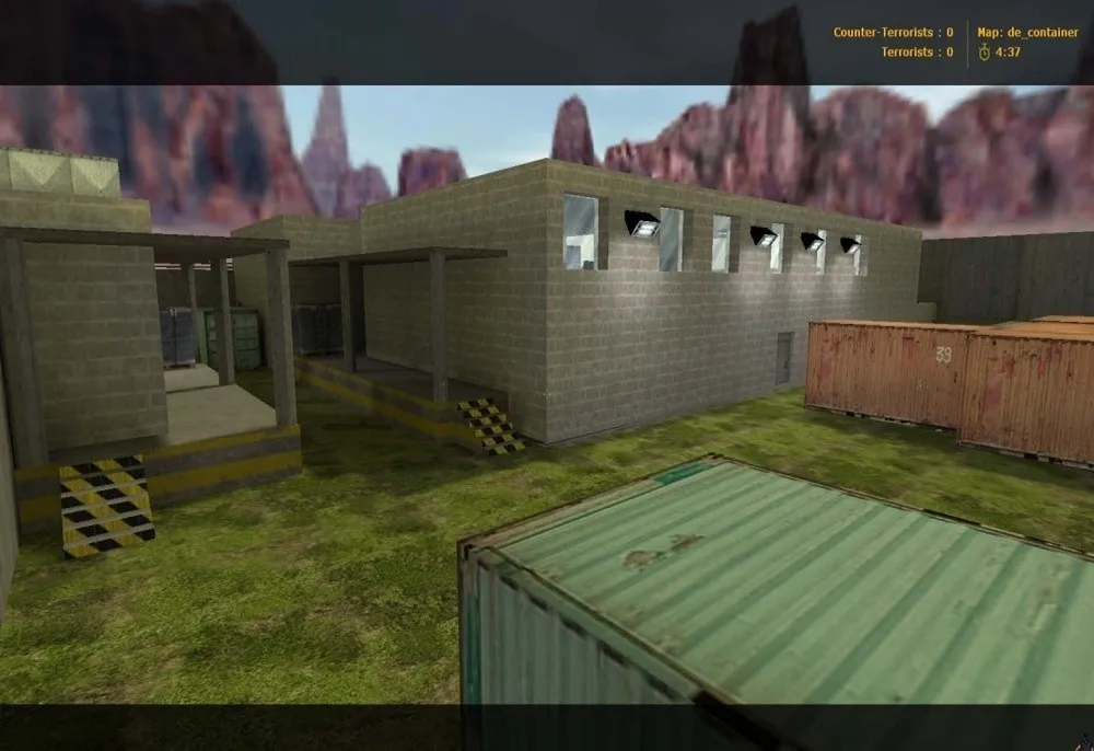 Скриншот de_container для CS 1.6: баланс сторон, точки под плант, .nav для ботов и оптимизация карты