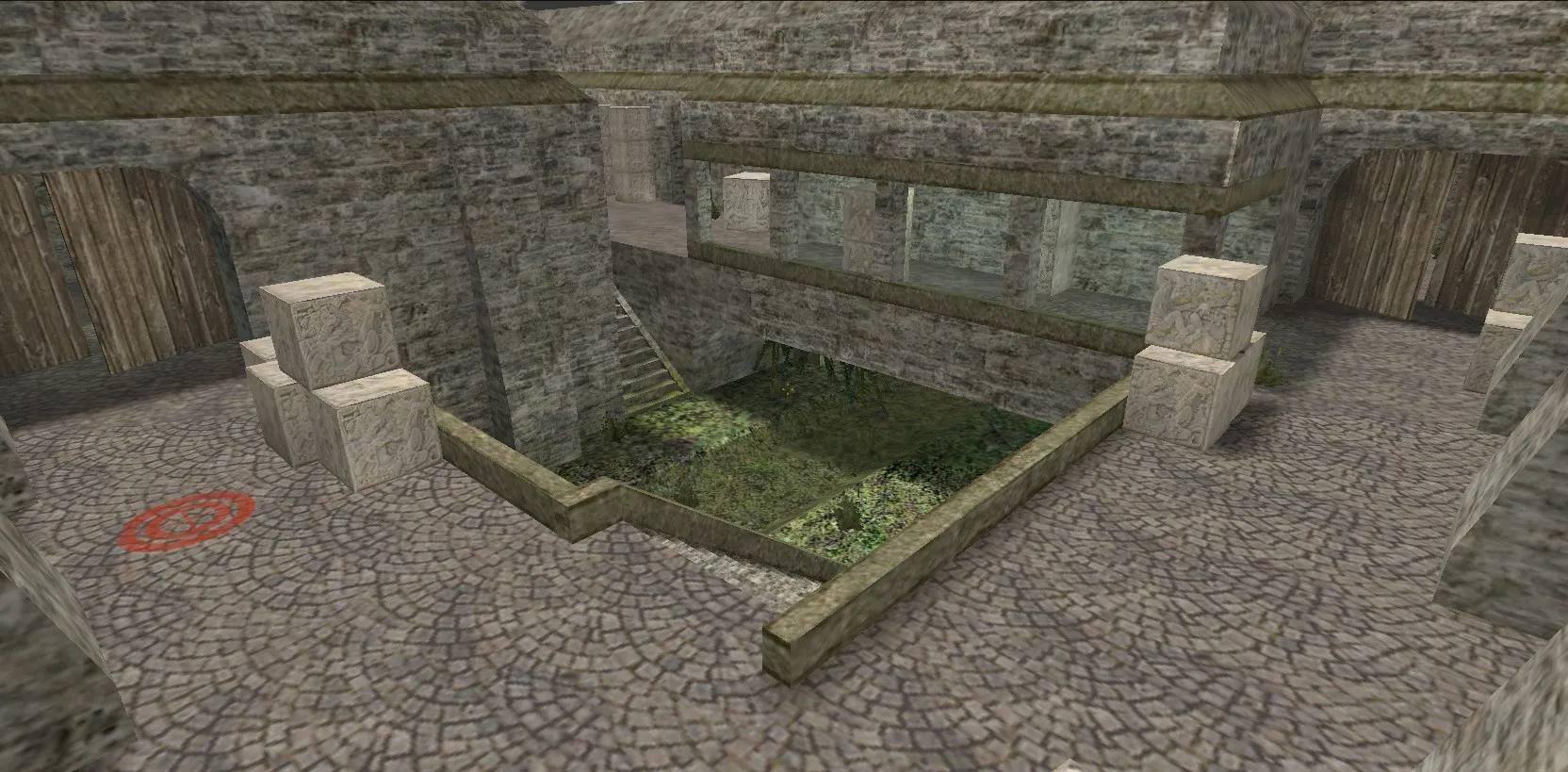 Скриншот  de_aztec_mini_v2 для CS 1.6 — компактная DE-карта, точки, маршруты и настройка ботов