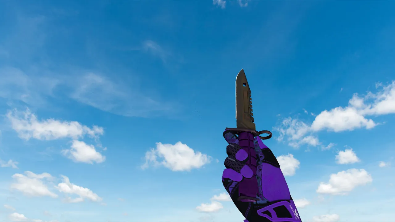 Скриншот Модель v_ p_ w_ ножа Штык-нож M9 «Ультрафиолет» для CS 1.6: анимация осмотра, звуки, текстуры