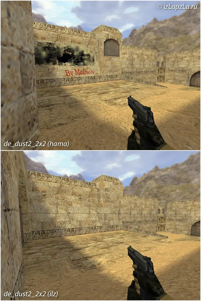 Скриншот  de_dust2_2x2_ilz — DE карта для CS 1.6: баланс сторон, точки, спавны и нав для ботов