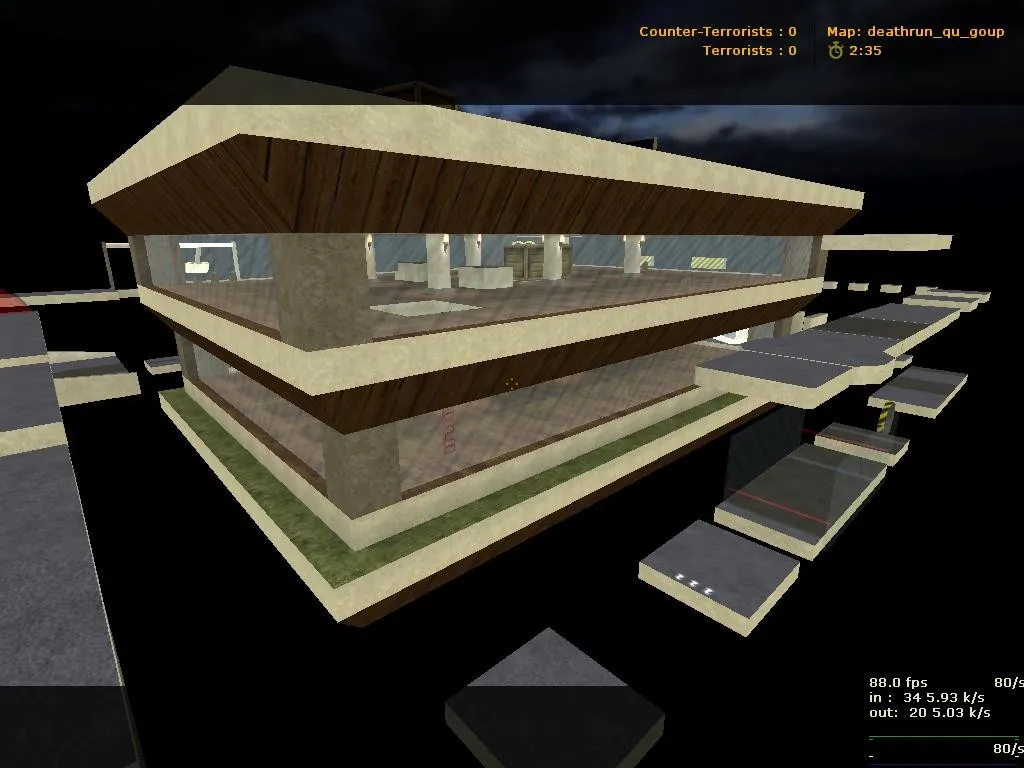 Скриншот  deathrun_qu_goup — карта Deathrun для CS 1.6: точки, маршруты, .nav и оптимизация