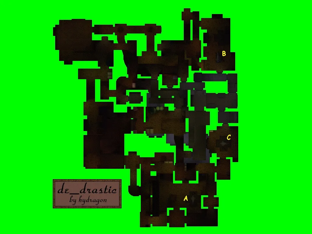 Скриншот  Карта de_drastic для CS 1.6: точки, маршруты, .nav для ботов и оптимизация wpoly/epoly