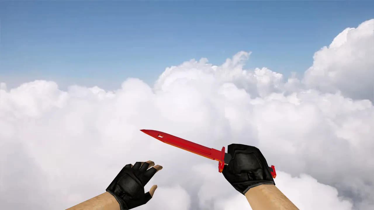 Скриншот Модель ножа Штык-нож «Красный хром» v_ p_ w_ для CS 1.6: звуки, анимация осмотра и качество текстур