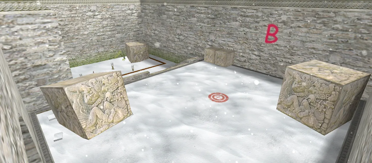 Скриншот  de_aztec_winter для CS 1.6: карта DE, зимний скин, точки под клатчи, .nav и оптимизация