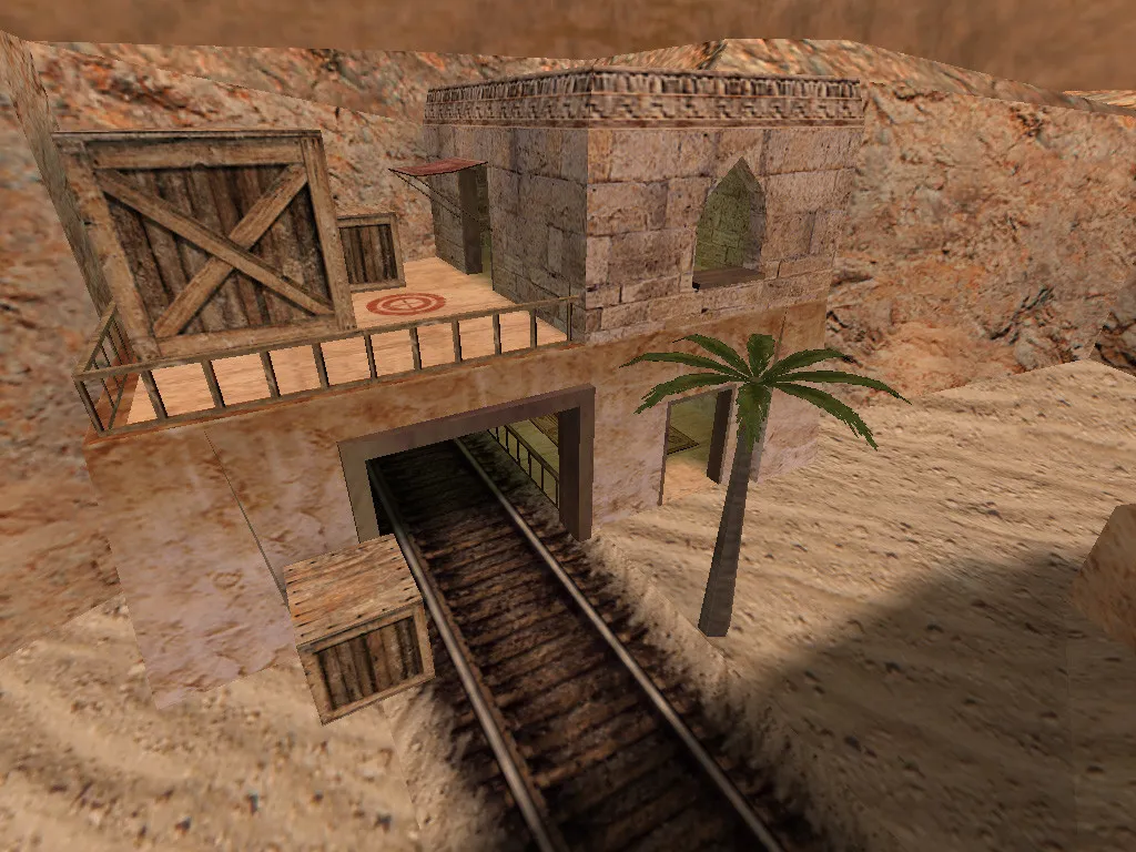 Скриншот  Карта de_desertmine для CS 1.6: баланс сторон, точки, .nav для ботов и оптимизация wpoly/epoly