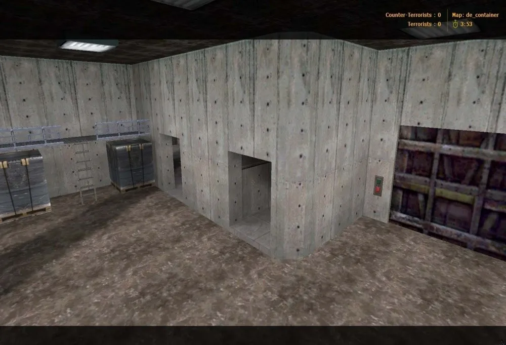 Скриншот de_container для CS 1.6: баланс сторон, точки под плант, .nav для ботов и оптимизация карты