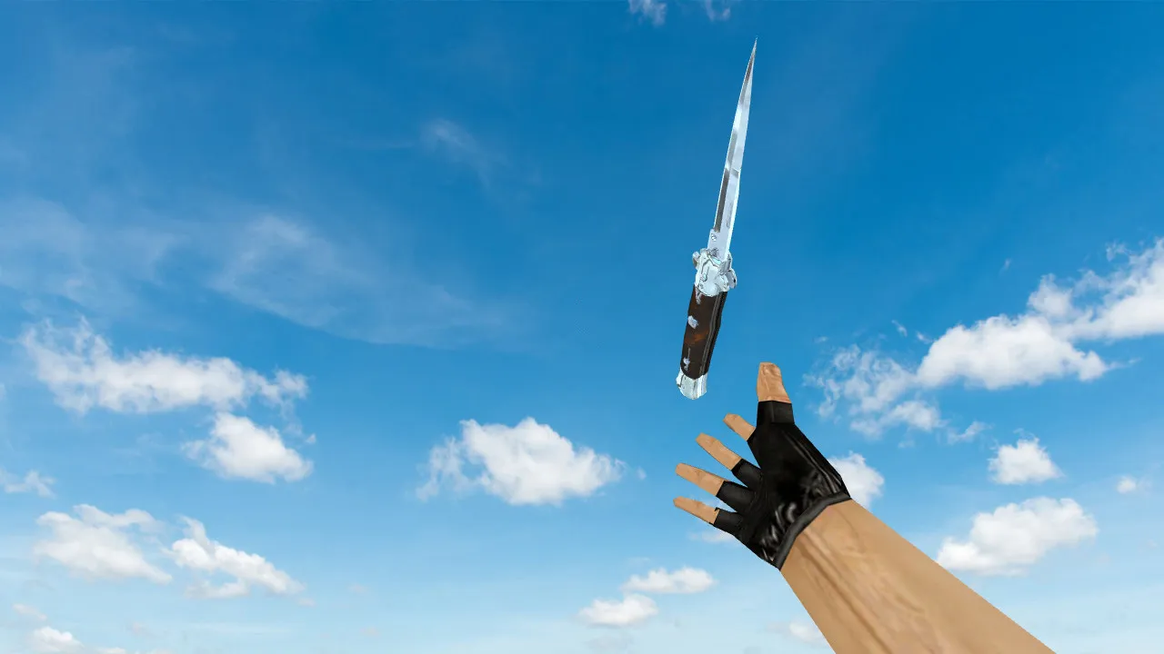 Скриншот Модель ножа «Stiletto Blue Chrome» v_ для CS 1.6: звуки, анимация осмотра, текстуры и качество модели