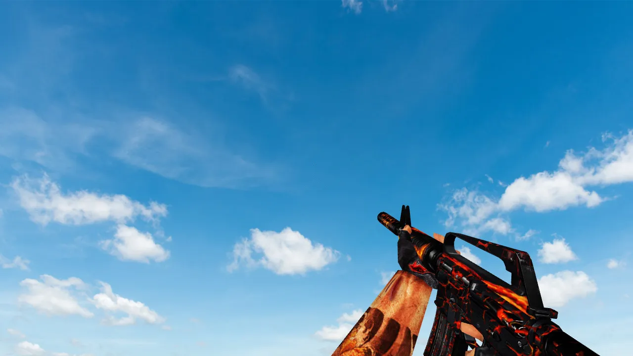 Скриншот Модель «M4A1 Fire» v_m4a1_fire p_m4a1_fire w_m4a1_fire для CS 1.6: звуки, осмотр, текстуры