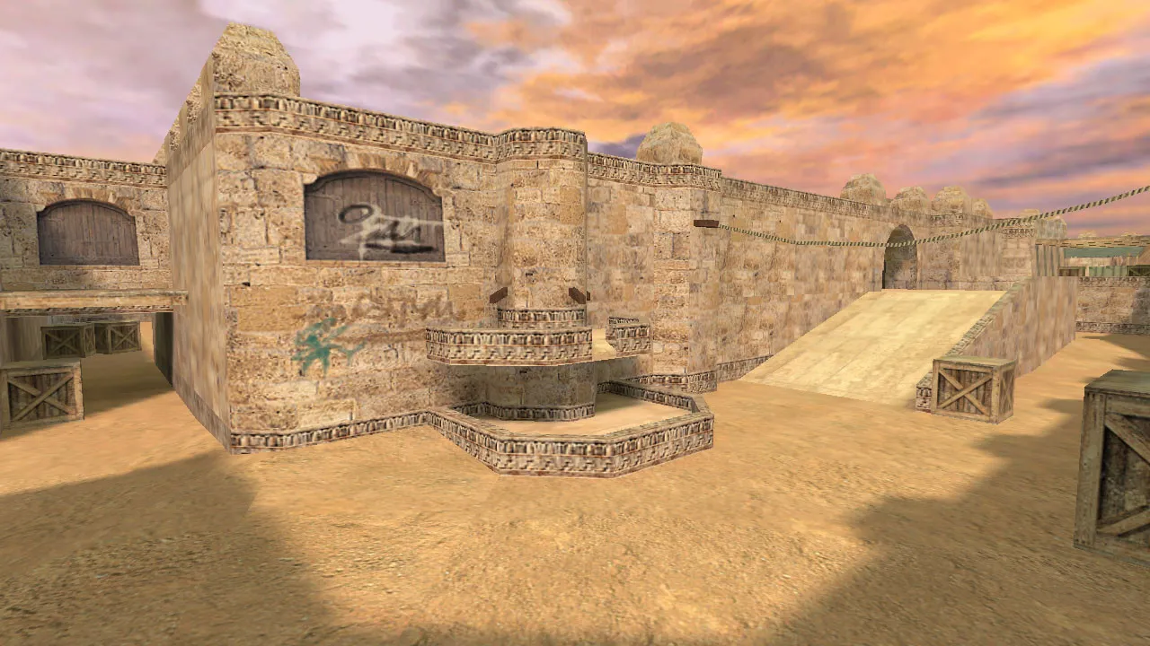 Скриншот Карта de_baxdust для CS 1.6: тактика за Т и КТ, точки контроля, .nav и оптимизация wpoly/epoly