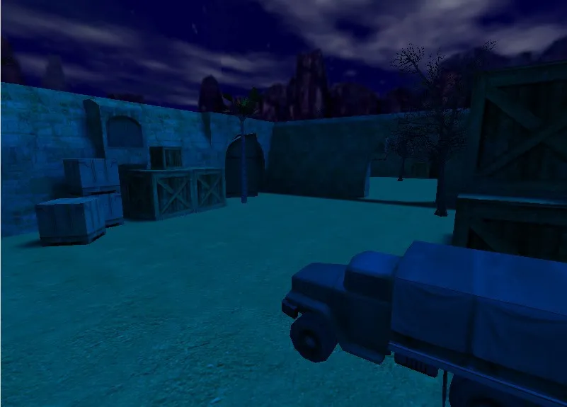 Скриншот de_dust_night_topshot для CS 1.6: ночная карта, точки под клатчи, баланс сторон и .nav для ботов