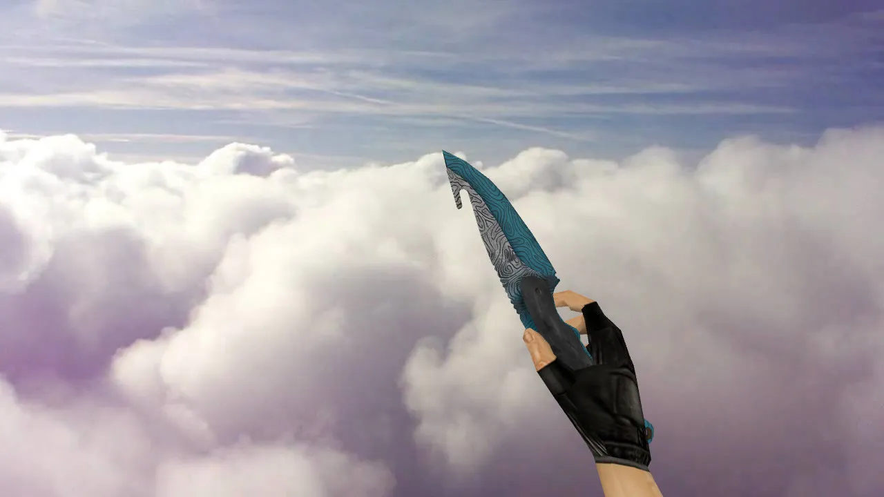 Скриншот Модель ножа Gut Knife Bark Beetle Blue для CS 1.6: v_model, p_model, w_model, звуки и анимация осмотра