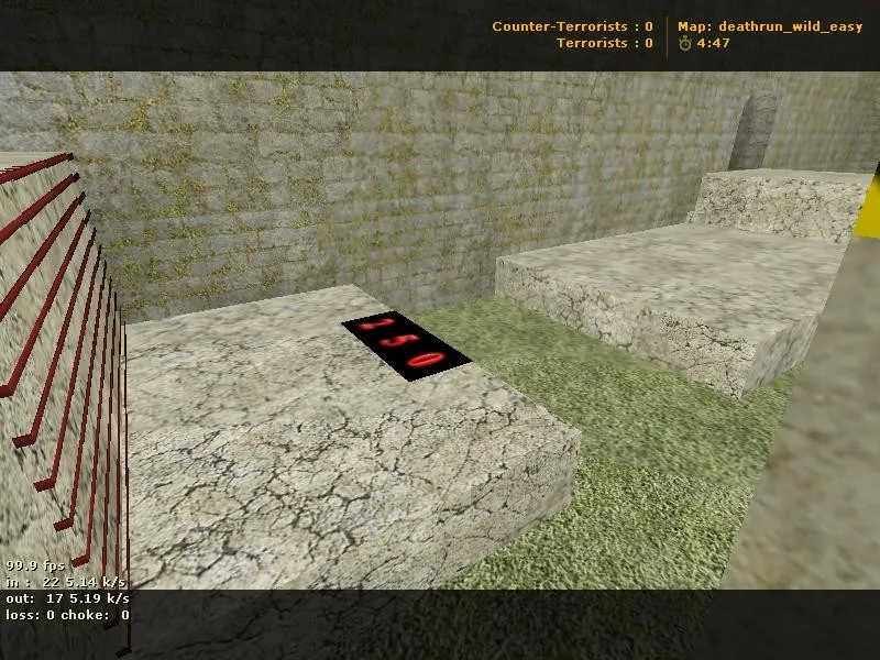 Скриншот  deathrun_wild_easy для CS 1.6: карта deathrun, баланс сторон, тактика за терр/CT и подсказки для игры