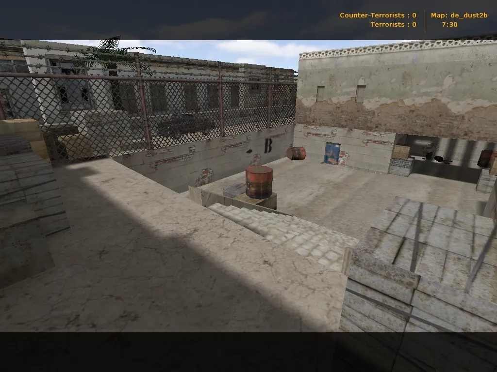 Скриншот de_dust2b карта для CS 1.6: точки, ротации, .nav и оптимизация wpoly/epoly