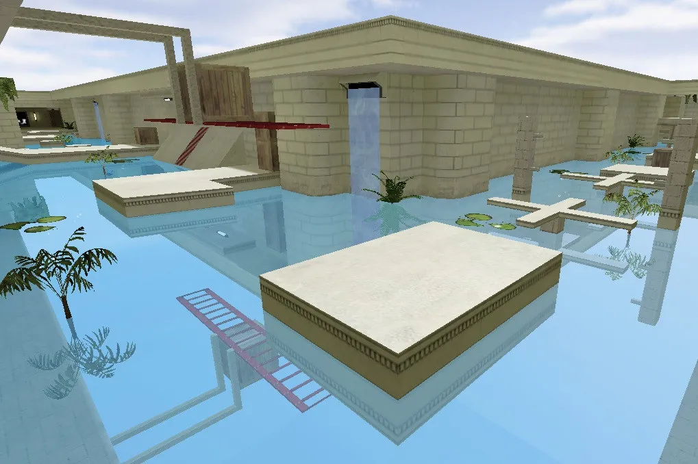 Скриншот  deathrun_summer_vf для CS 1.6: карта deathrun, точки ловушек, оптимизация и .nav для ботов