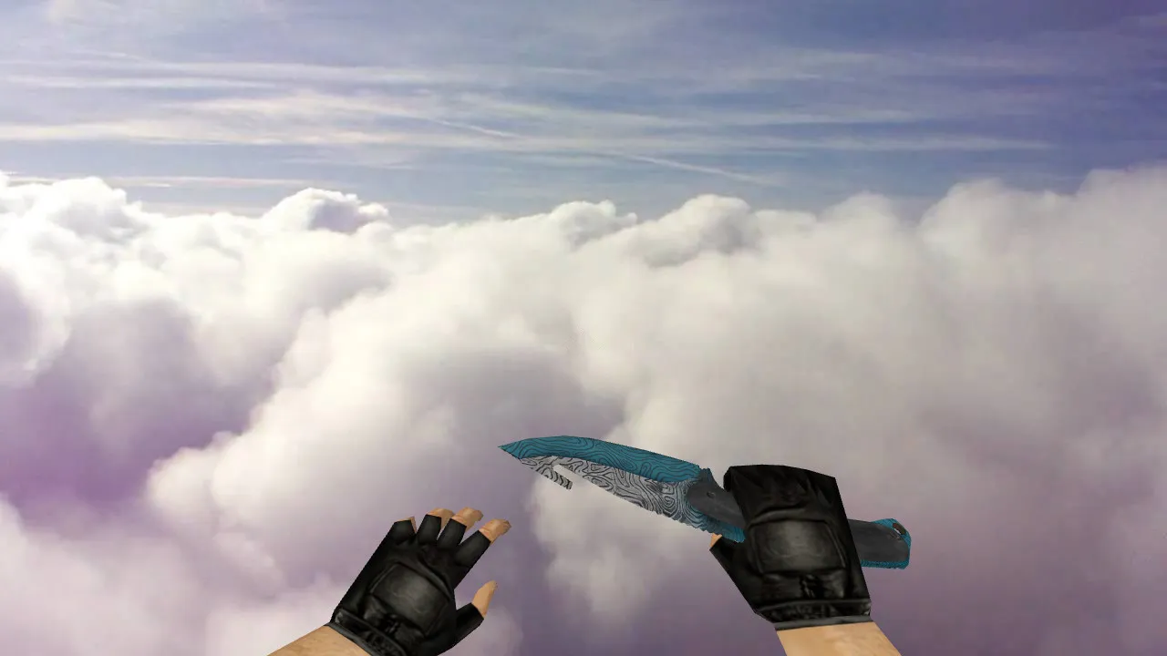 Скриншот Модель ножа Gut Knife Bark Beetle Blue для CS 1.6: v_model, p_model, w_model, звуки и анимация осмотра