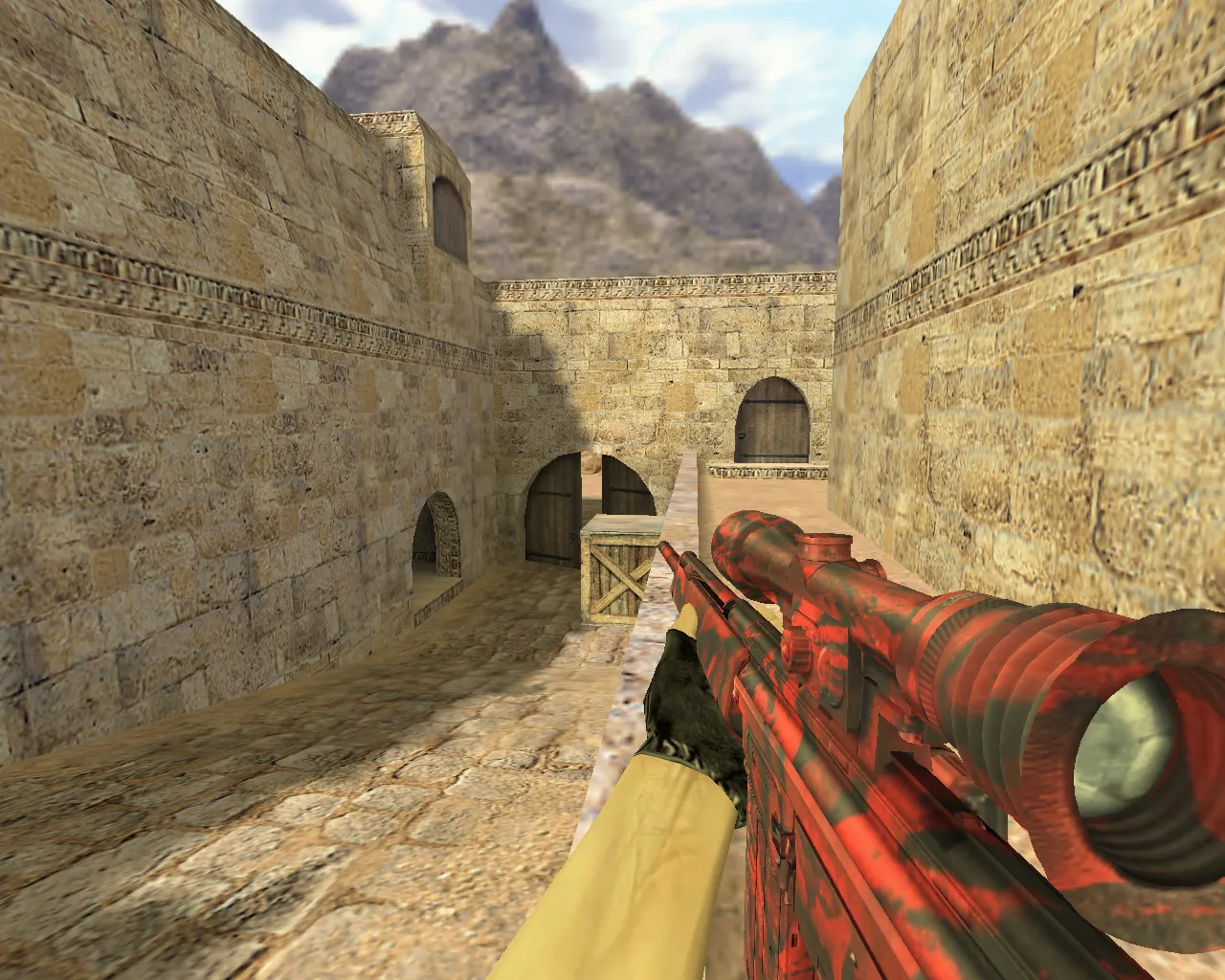 Скриншот Модель G3SG1 в красном камуфляже для CS 1.6