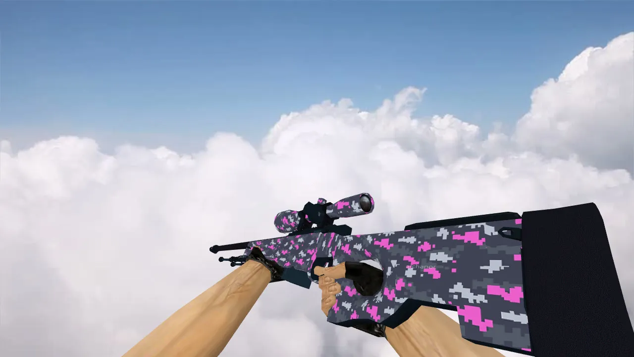 Скриншот AWP Пиксельный камуфляж Розовый для CS 1.6 - Уникальная модель