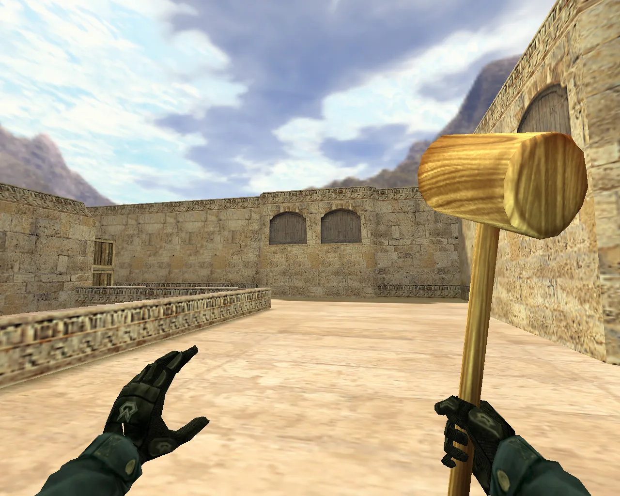 Скриншот Модель ножа «Деревянная кувалда» v_ для CS 1.6: p_ и w_ модели, анимация осмотра, звуки и текстуры