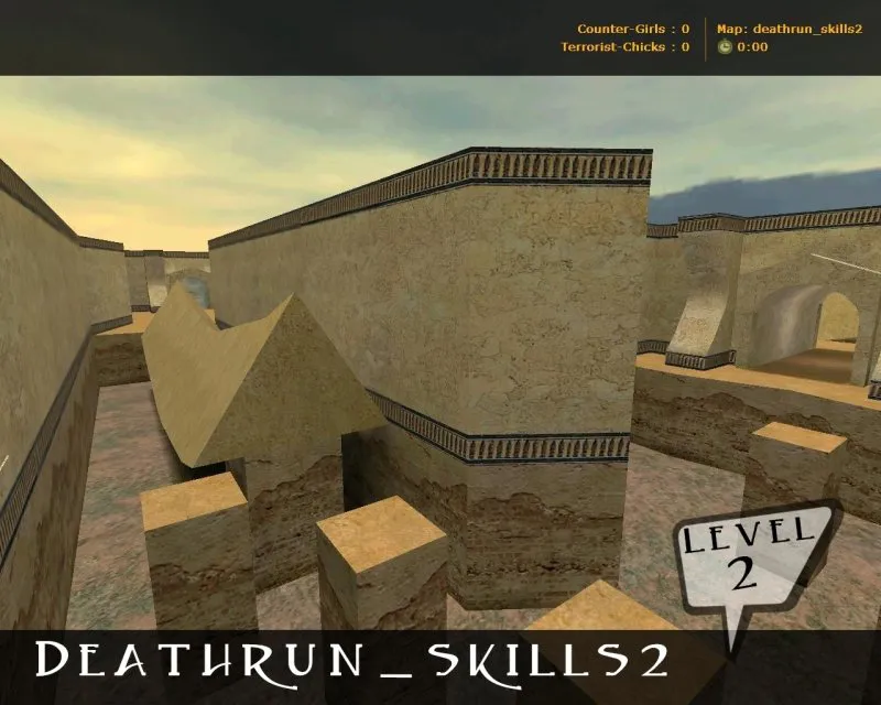 Скриншот  deathrun_skills2 для CS 1.6: карта deathrun, точки, раунды, баланс сторон и боты по .nav
