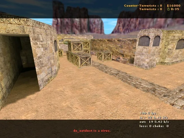 Скриншот  Карта de_notdust для CS 1.6: оптимизация и тактика