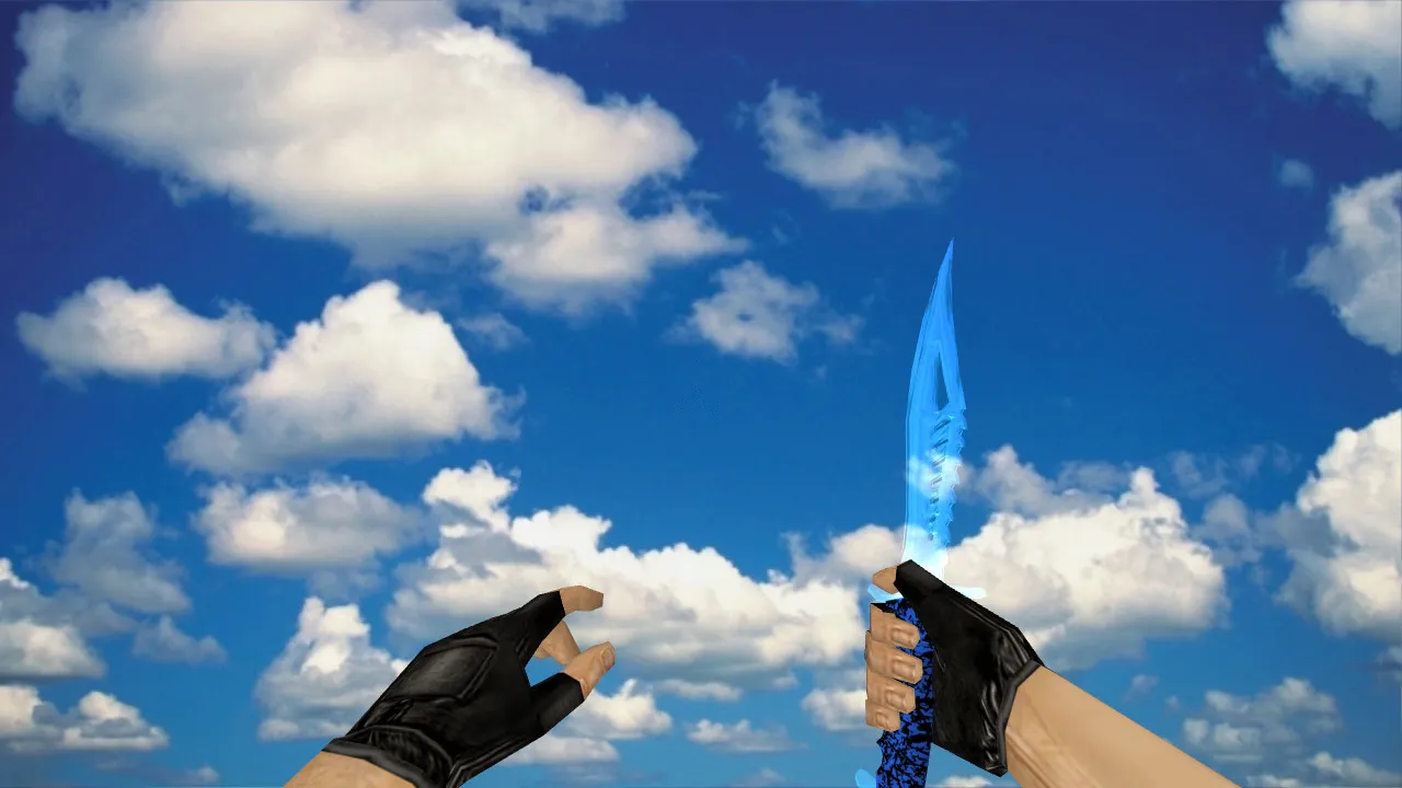 Скриншот Модель ножа Nautilus Transparent Blue v_knife p_knife w_knife для CS 1.6: звук, анимация осмотра, текстуры и просмотр