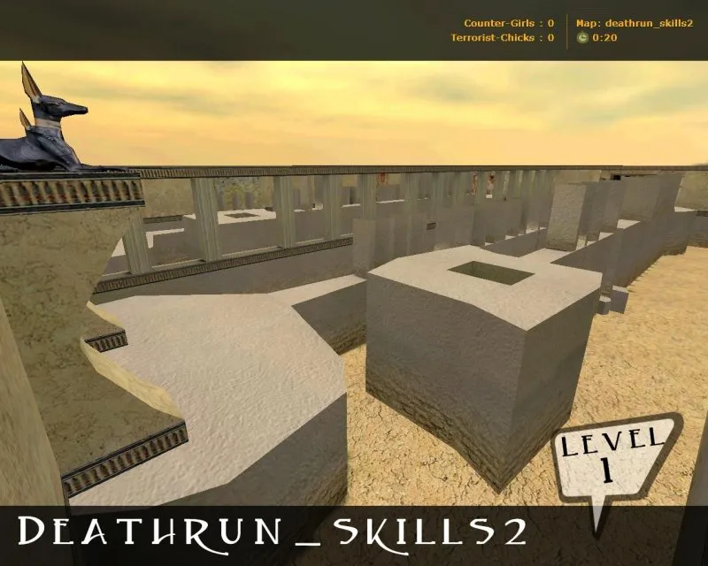 Скриншот  deathrun_skills2 для CS 1.6: карта deathrun, точки, раунды, баланс сторон и боты по .nav