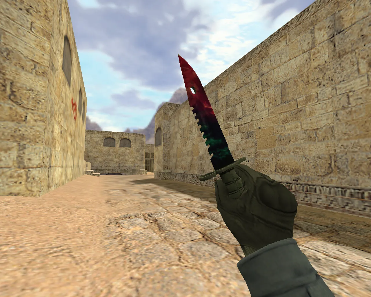 Скриншот Модель ножа Штык-нож М9 «Подземное эхо» v_ p_ w_ для CS 1.6: анимация осмотра, звуки, текстуры