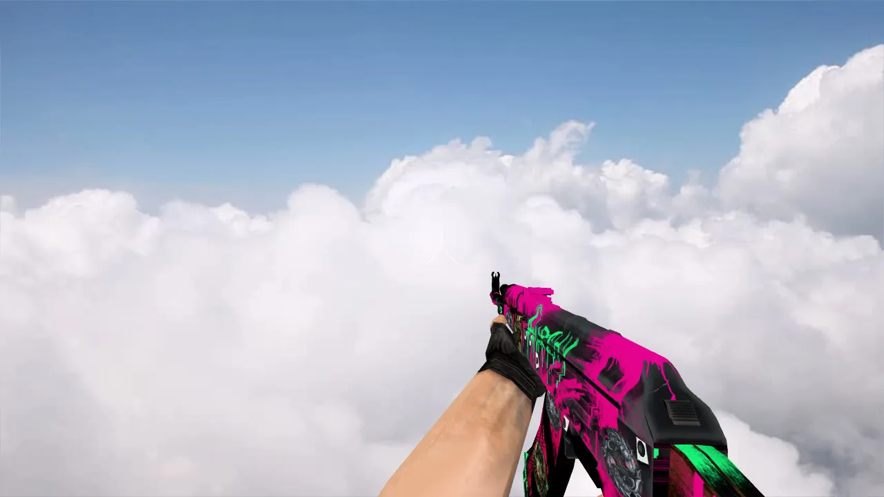 Скриншот Модель v_AK47 Neon Revolution w/ stickers для CS 1.6: звуки, анимация осмотра, качество текстур