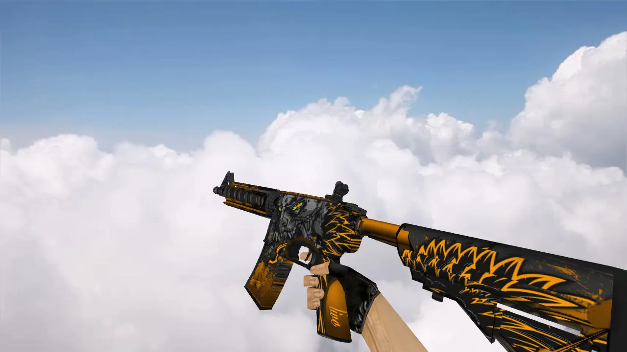 Скриншот Модель M4A4 Sky Fire v_ и p_ для CS 1.6: звуки, анимация осмотра, текстуры и настройка