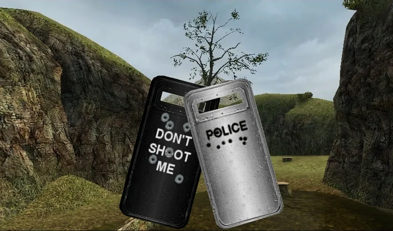 Скриншот Модель «Black and Silver Riot Shields» (v_, p_, w_) для CS 1.6: текстуры 1024x1024, анимация осмотра и звуки