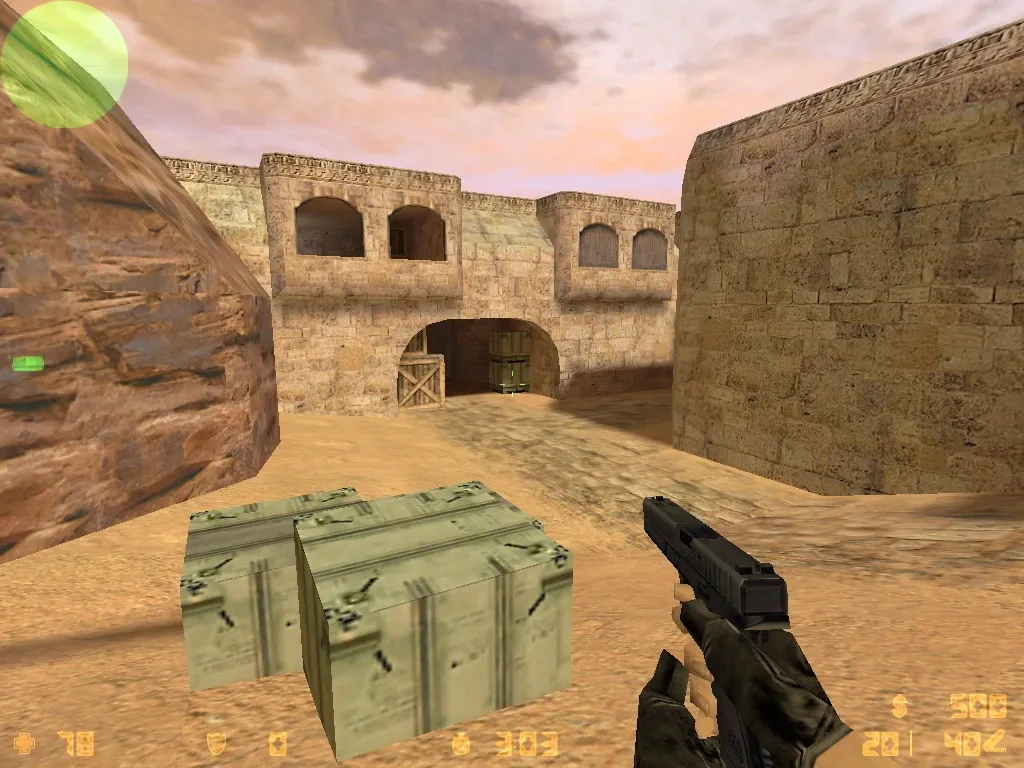 Скриншот  Карта de_dust11 для CS 1.6: тактики за террористов и спецназ, .nav для ботов, оптимизация wpoly/epoly