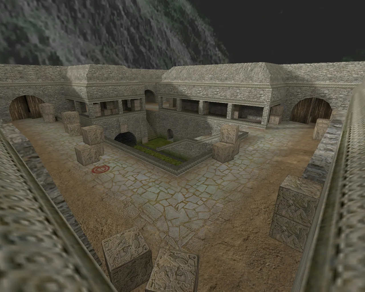 Скриншот de_aztec_fal для CS 1.6: баланс сторон, точки, .nav, оптимизация wpoly/epoly и настройка ботов