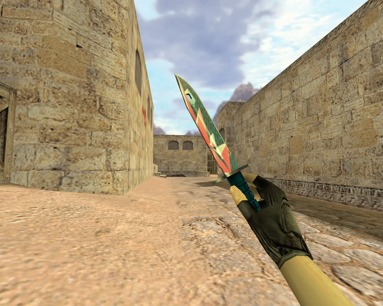 Скриншот Модель ножа v_ w_ p_ «Штык-нож Буйство красок» для CS 1.6: звуки, анимация осмотра, текстуры и настройка