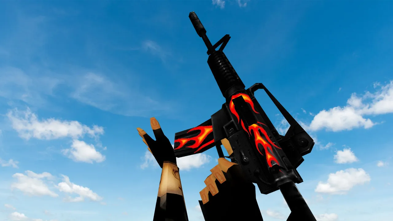 Скриншот Модель v_m4a1 «Default M4A1 Firestyle» для CS 1.6: p_ и w_ модели, звуки, анимация осмотра, текстуры