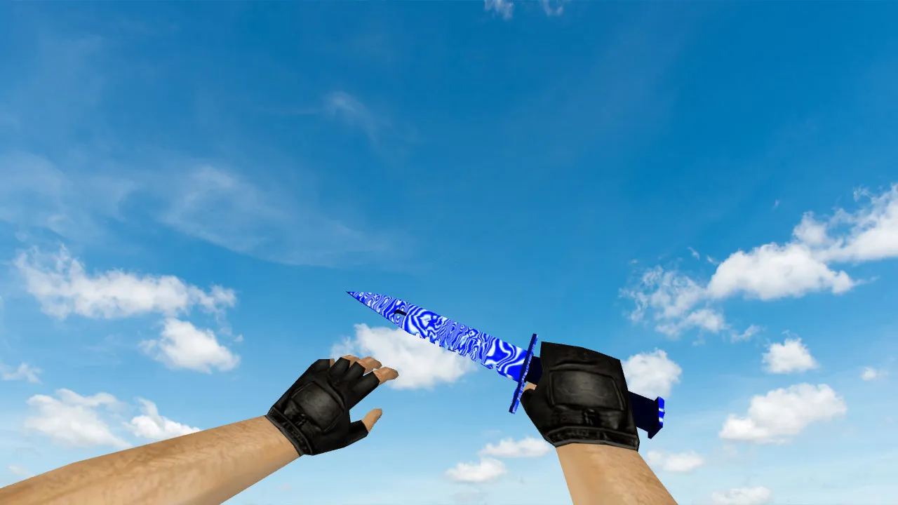 Скриншот Модель ножа Штык-нож M9 «Дамасская сталь» Blue для CS 1.6: v_ p_ w_, звуки, анимация осмотра и текстуры