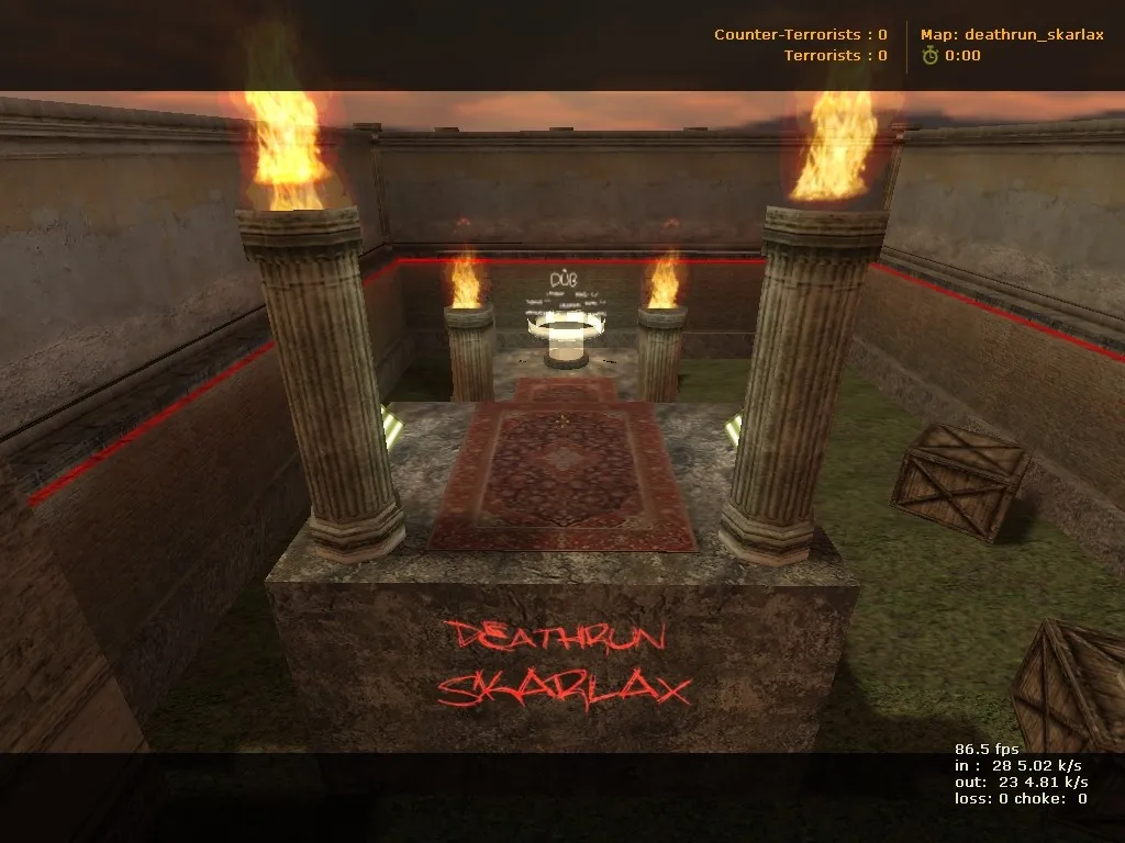 Скриншот  deathrun_skarlax для CS 1.6: тактика за терр/контр, точки, настройка ботов, .nav и оптимизация