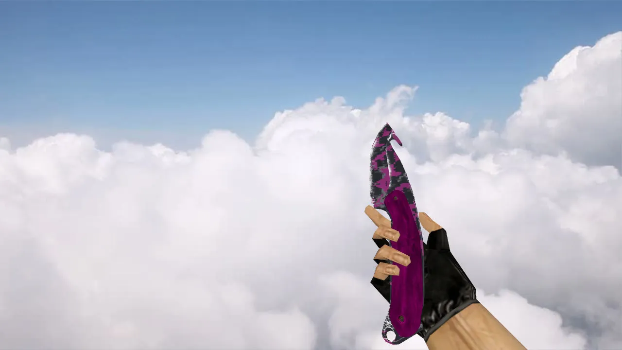 Скриншот v_ и p_ нож с лезвием-крюком «Пиксельный камуфляж Розовый» для CS 1.6: звуки, анимация осмотра, текстуры