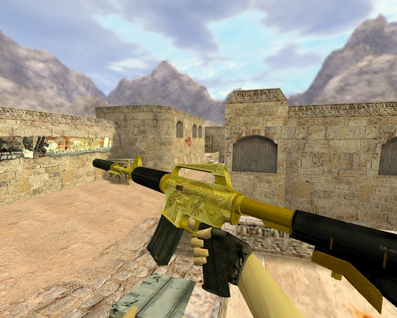 Скриншот Модель M4A1 «Золотой Василиск» v_m4a1 для CS 1.6: p_ и w_ модели, звук, анимация осмотра