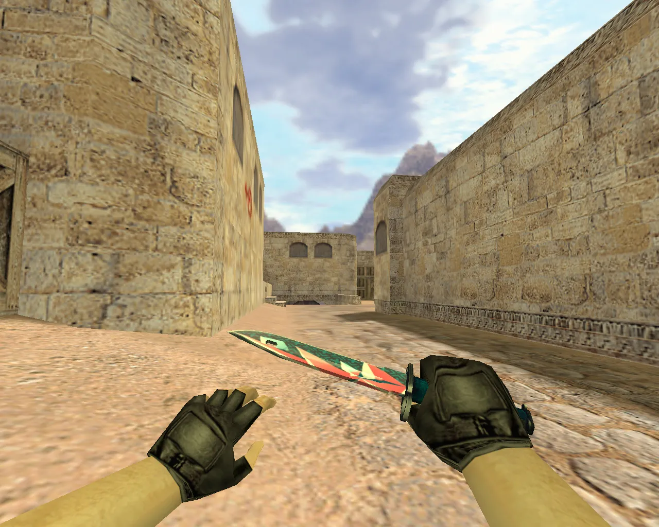 Скриншот Модель ножа v_ w_ p_ «Штык-нож Буйство красок» для CS 1.6: звуки, анимация осмотра, текстуры и настройка