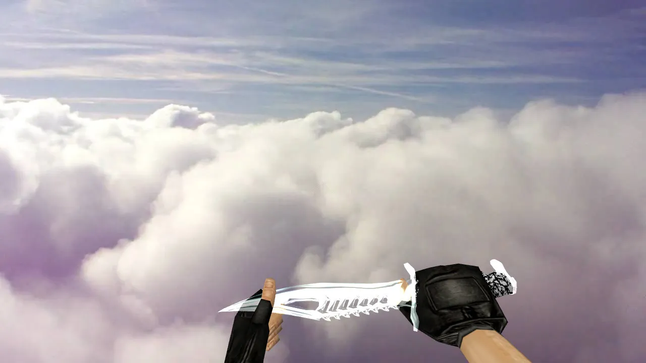 Скриншот Модель ножа «Nautilus Transparent White» для CS 1.6: v_, p_, w_ модели, звук, анимация осмотра и текстуры