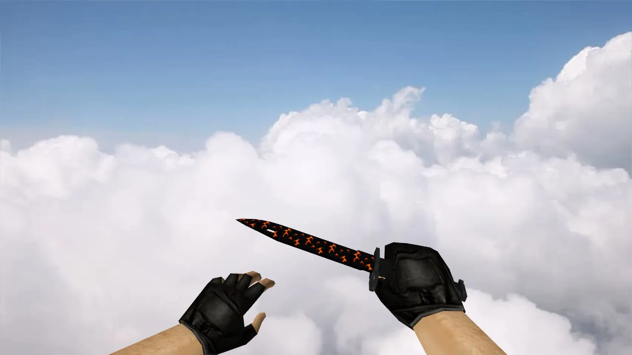 Скриншот Модель Bayonet «Пламя» v_ для CS 1.6: p_, w_ нож, звуки, анимации осмотра, текстуры