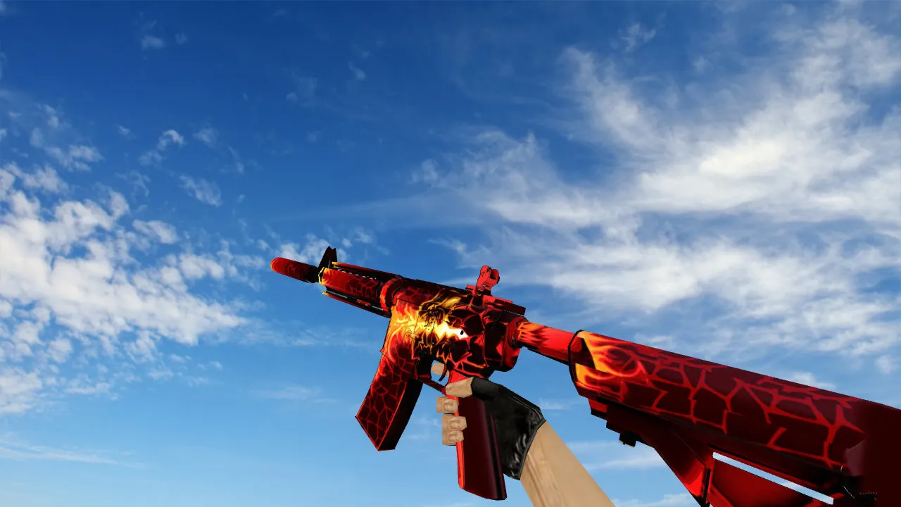 Скриншот Модель M4A4 Burn Out v_ p_ w_ для CS 1.6: звуки, анимация осмотра, качество текстур и игровой вид