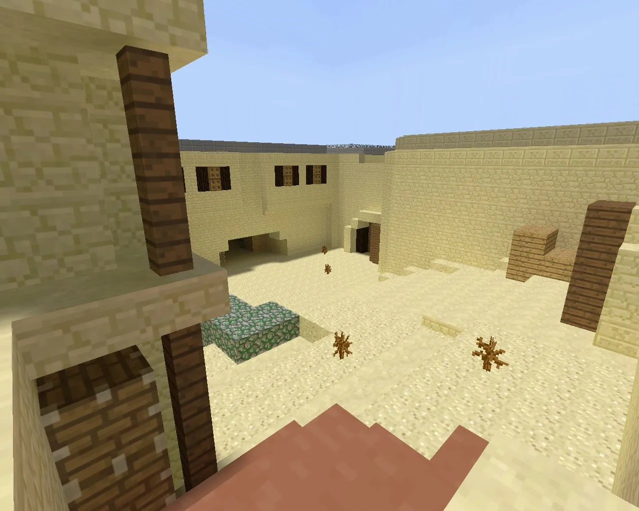 Скриншот  Карта de_dust2_minecraft для CS 1.6: классический Dust2, текстуры в стиле Minecraft, точки, боты, оптимизация