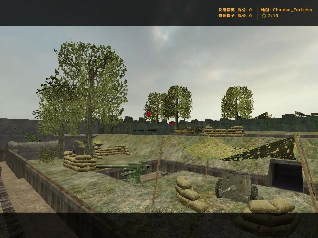 Скриншот Карта chinese_fortress для CS 1.6: тактики CT/T, точки, .nav для ботов и оптимизация wpoly/epoly