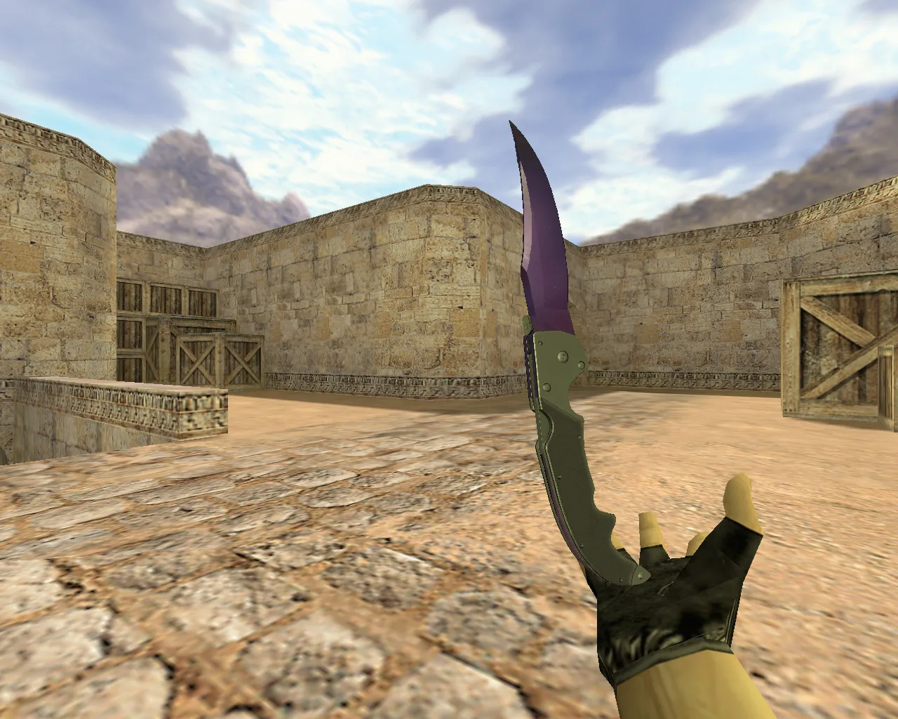Скриншот Модель ножа v_ и p_ «Фальшион Северное сияние» для CS 1.6: звуки, анимация осмотра, текстуры и точная модель